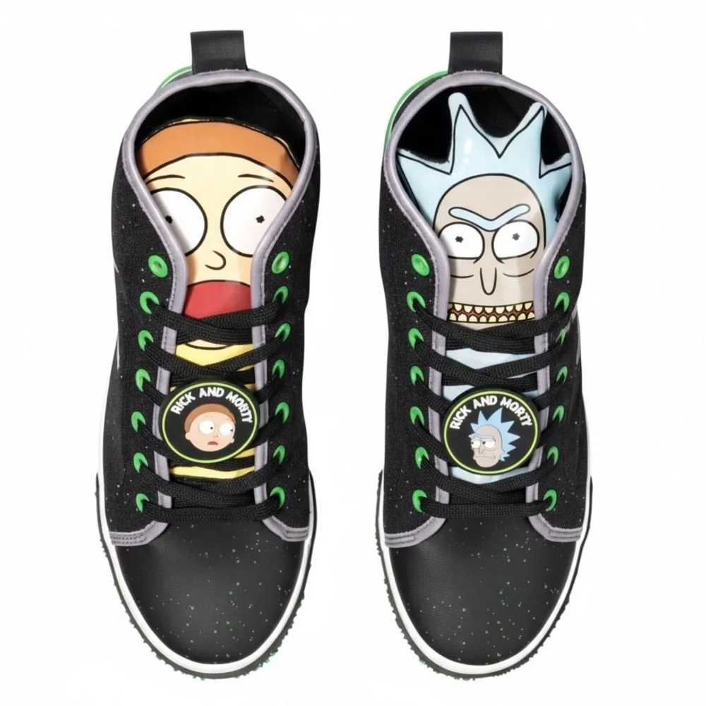 🚀Rick & Morty High Top Sneakers Men’s Black Size 8 Portal Galaxy Adult Swim